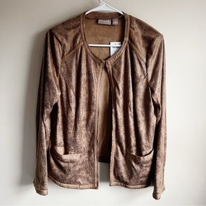 Chicos Brown Embossed Faux Suede Jacket Coat NWT 1